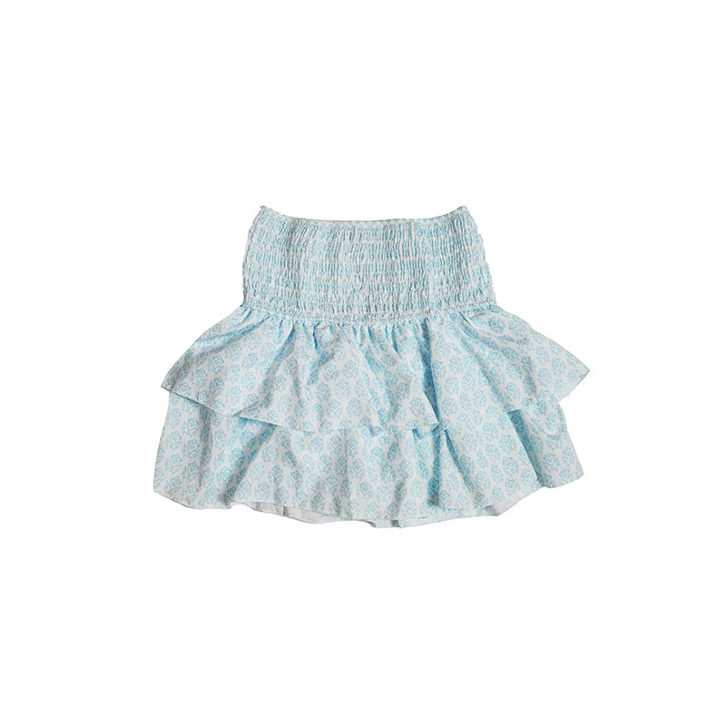 Mini Skirts- Women Layered Ruffled Mini Skirt – A Must-Have Bohemian Piece- Sky Blue- Chuzko Women Clothing