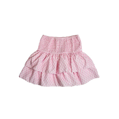 Mini Skirts- Women Layered Ruffled Mini Skirt – A Must-Have Bohemian Piece- Pink- Chuzko Women Clothing