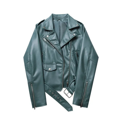 Moto Jackets- Women Faux Leather Biker Jacket- Light green- Chuzko Women Clothing