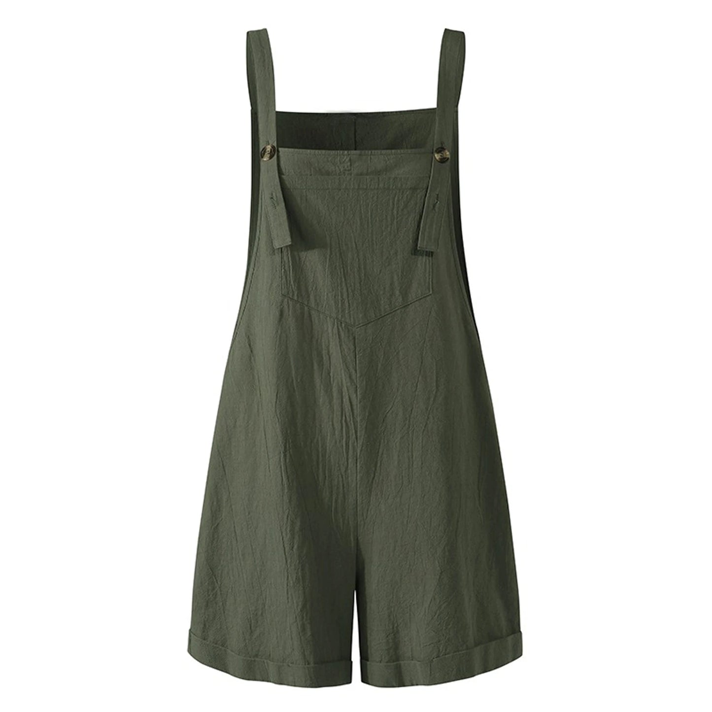 Overalls- Solid Lounge Summer Overalls Playsuit for Women- Army Green- Chuzko Women Clothing