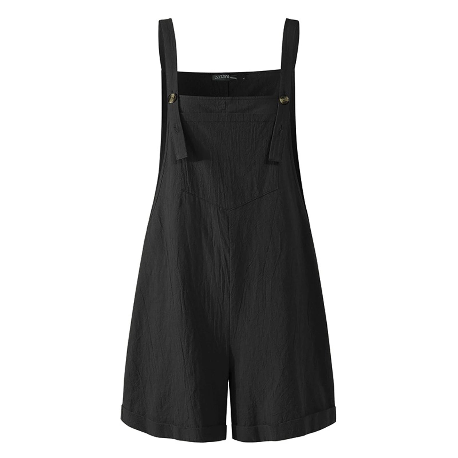 Overalls- Solid Lounge Summer Overalls Playsuit for Women- Black- Chuzko Women Clothing