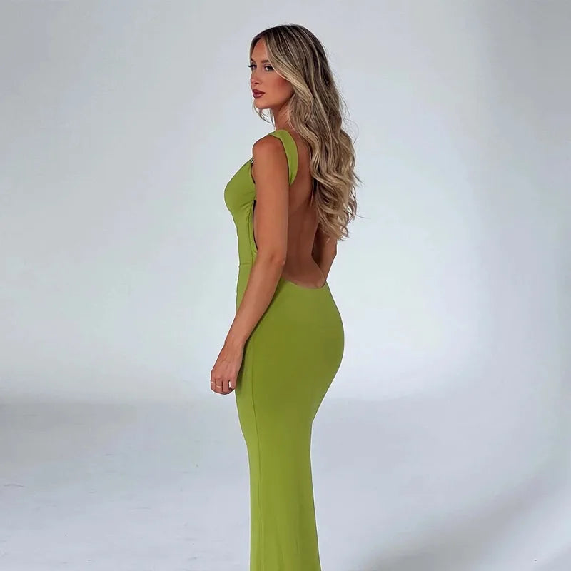 Floor-Length Green Dress for Wedding Guests & Elegant Evenings