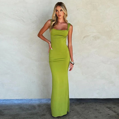 Floor-Length Green Dress for Wedding Guests & Elegant Evenings