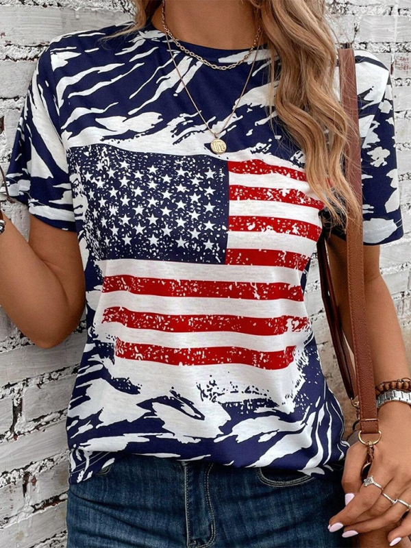 Liberty Look American Flag Print Tee for Summer Celebrations