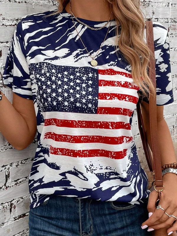 T-Shirt mit amerikanischem Flaggen-Print im Liberty-Look für Sommerfeiern