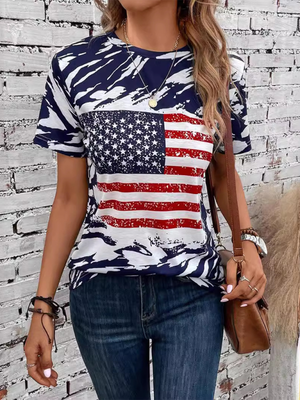 T-shirt imprimé drapeau américain Liberty Look pour les célébrations d'été