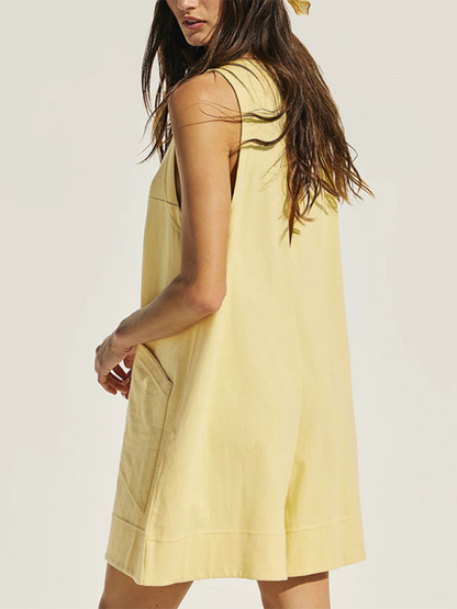 Sunny Day Yellow Shift Romper - Playsuit for Summer Picnics