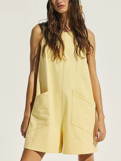 Sunny Day Yellow Shift Romper - Playsuit for Summer Picnics