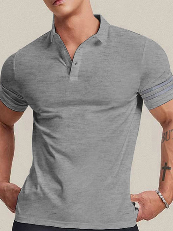 Polos- Essential Men's Short Sleeve Collared Polo Shirt- Misty grey- Chuzko Women Clothing