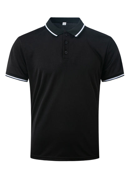 Polos- Men's Contrast Solid Polo Shirt with Short Sleeves- - Chuzko Women Clothing
