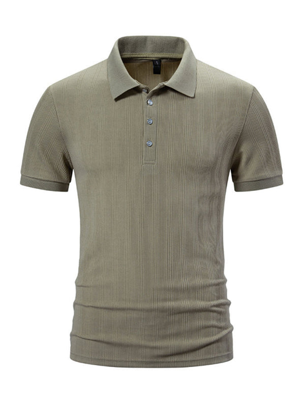 Polos- Textured Polo Shirt for Men's Everyday Wear- Khaki- Chuzko Women Clothing