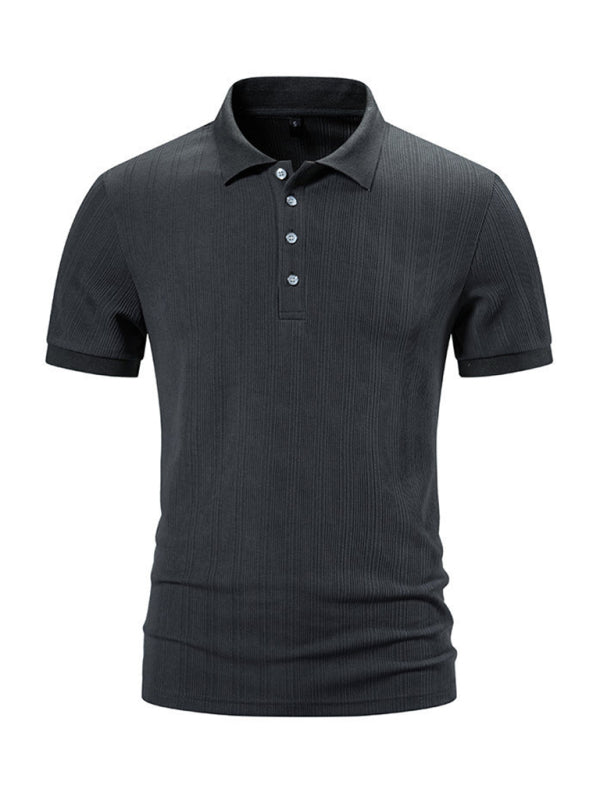 Polos- Textured Polo Shirt for Men's Everyday Wear- Charcoal grey- Chuzko Women Clothing