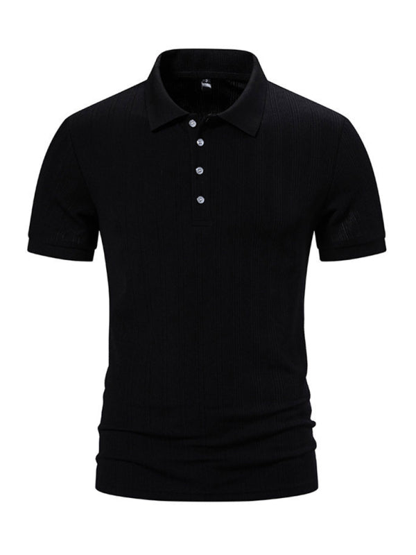 Polos- Textured Polo Shirt for Men's Everyday Wear- Black- Chuzko Women Clothing
