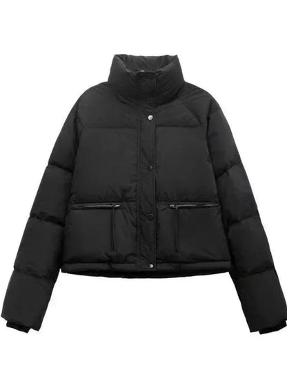 Puffer Jackets- Winter Women's Puffer Jacket- Black- Chuzko Women Clothing