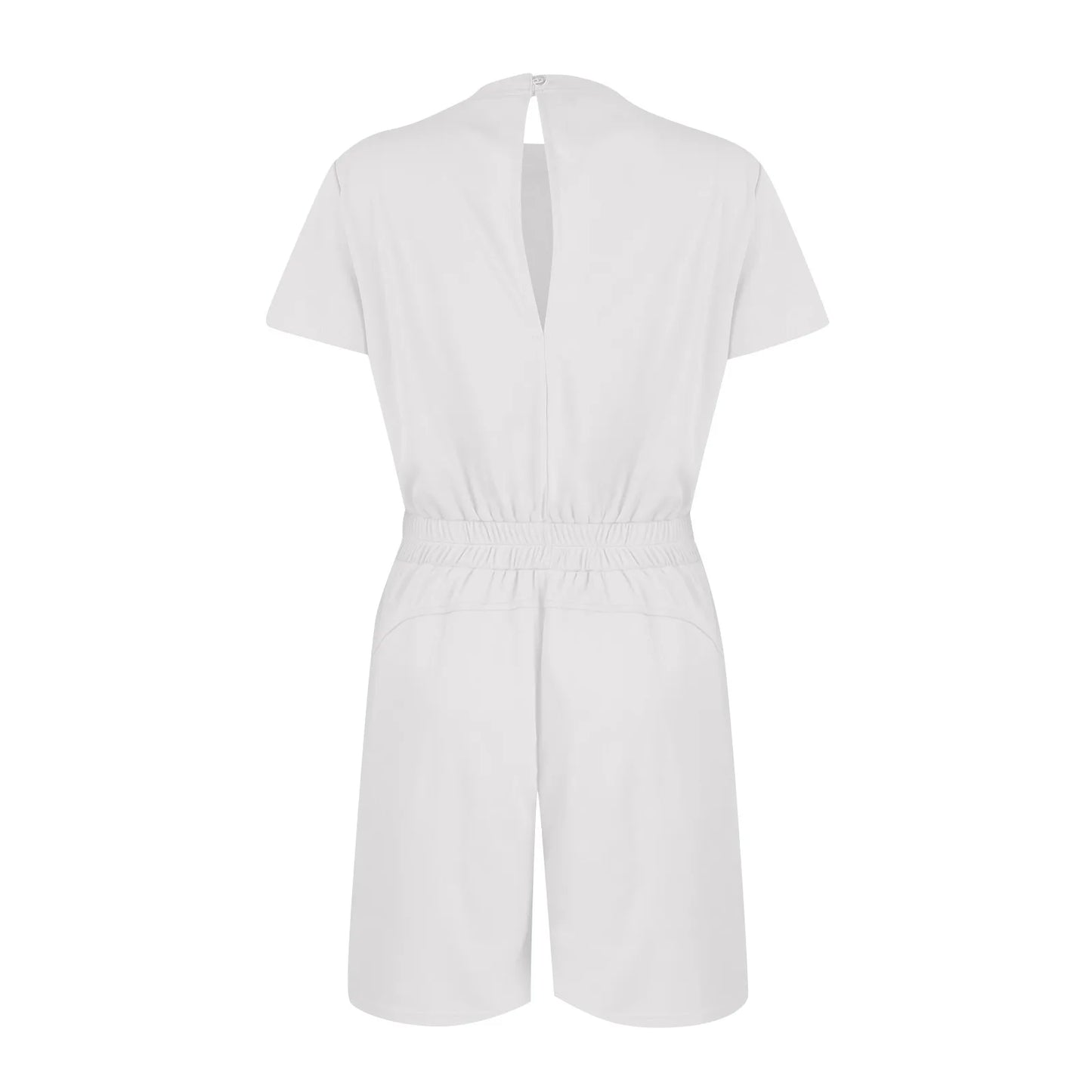 Rompers- Casual Women's Gathered-Waist Romper - Tee Playsuit- - Chuzko Women Clothing