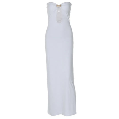 Women's Runway Cutout Tube Maxi Dress for Summer Parties