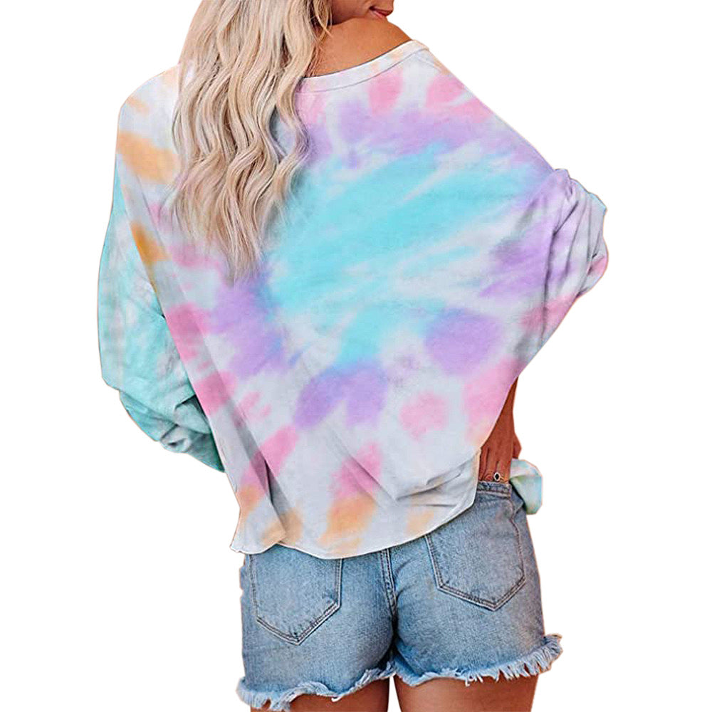 Trendy Women's Tie Dye Print T-shirt - Pullover for Casual Wear! Pullover - Chuzko Women Clothing