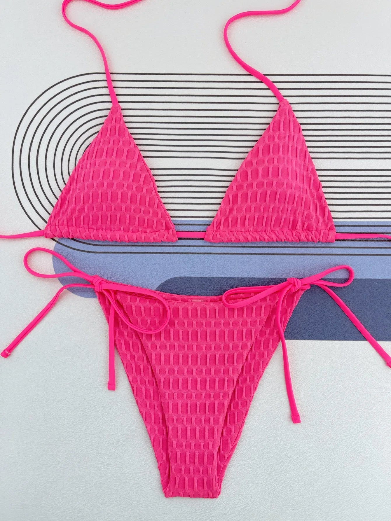 Swimwear- Women's Contrast Binding Swimsuit - Sparkle String Bikini- - Chuzko Women Clothing