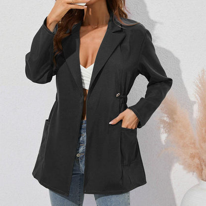 Lightweight Single-Breasted Blazer with Practical Pockets Blazers - Chuzko Women Clothing