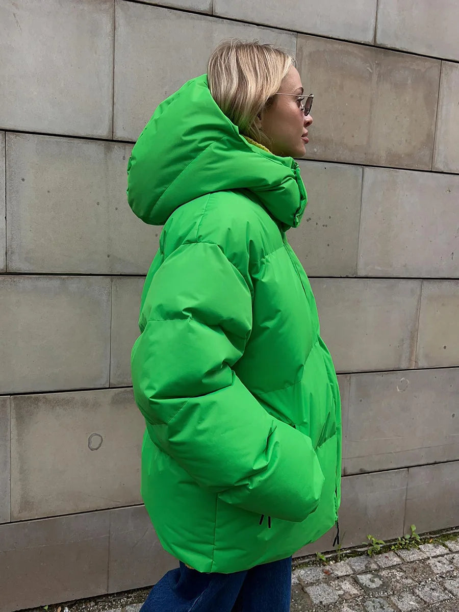 Explore the Outdoors Hooded Thick Puffer Jacket for Camping Puffers - Chuzko Women Clothing