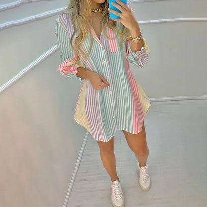 Home Lounging Striped Button-Up Shirt for Beach Days