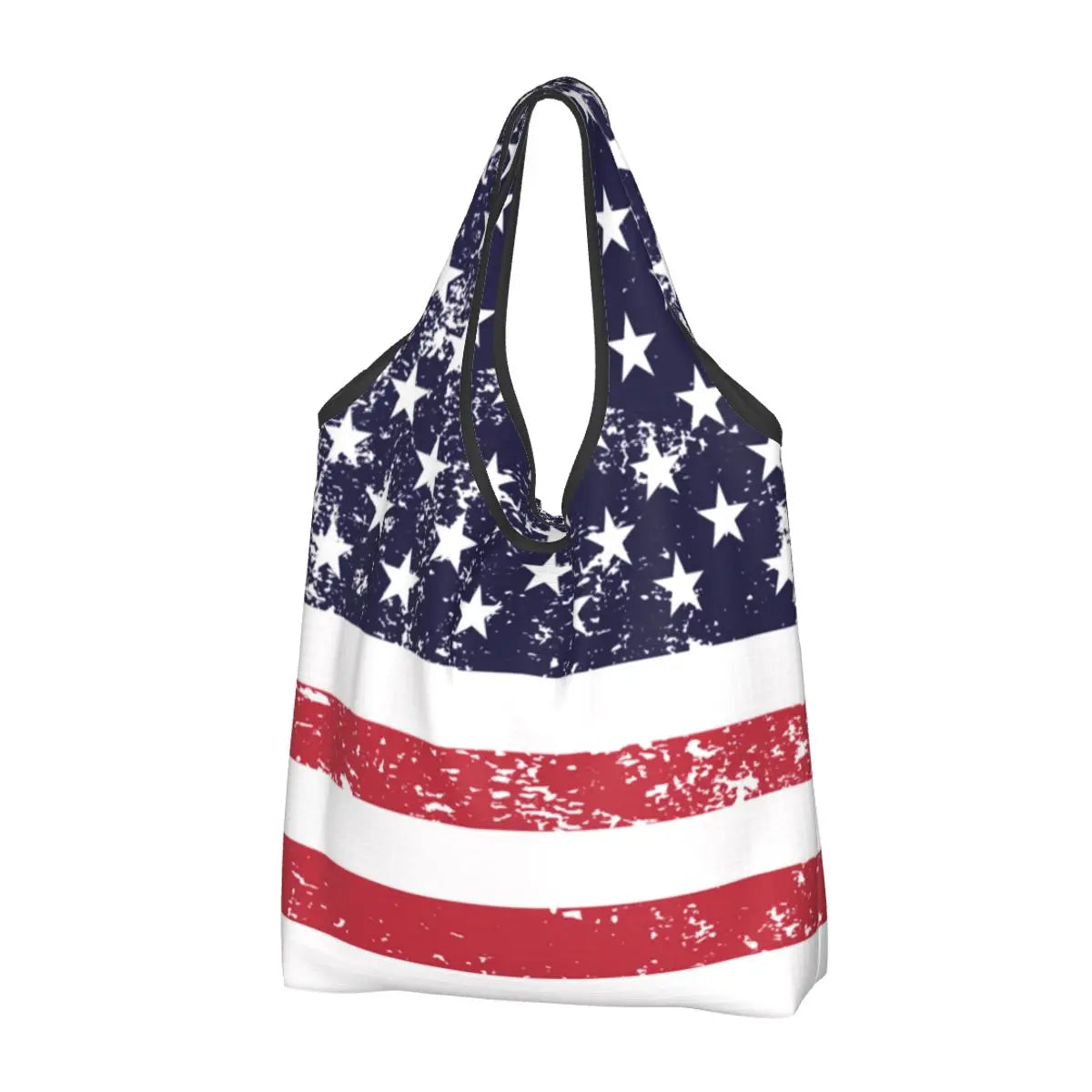 Shopping Bags- Shopping Bag for Every Patriotic Event - American Flag Handbag- American Flag Print 2- Chuzko Women Clothing