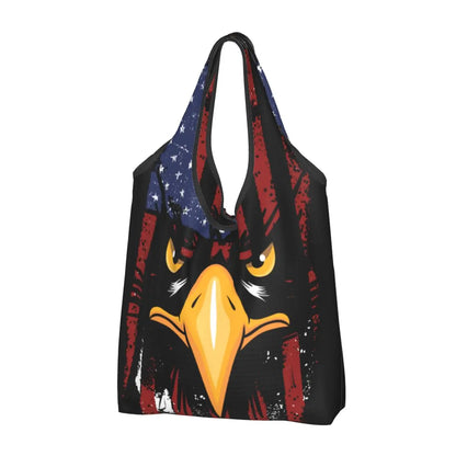 Shopping Bags- Shopping Bag for Every Patriotic Event - American Flag Handbag- Black- Chuzko Women Clothing