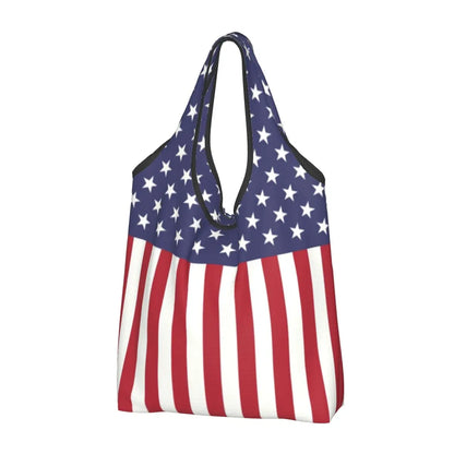 Shopping Bags- Shopping Bag for Every Patriotic Event - American Flag Handbag- American Flag Print 3- Chuzko Women Clothing