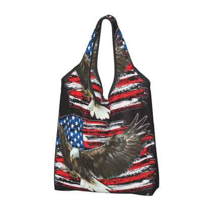Shopping Bags- Shopping Bag for Every Patriotic Event - American Flag Handbag- Red- Chuzko Women Clothing