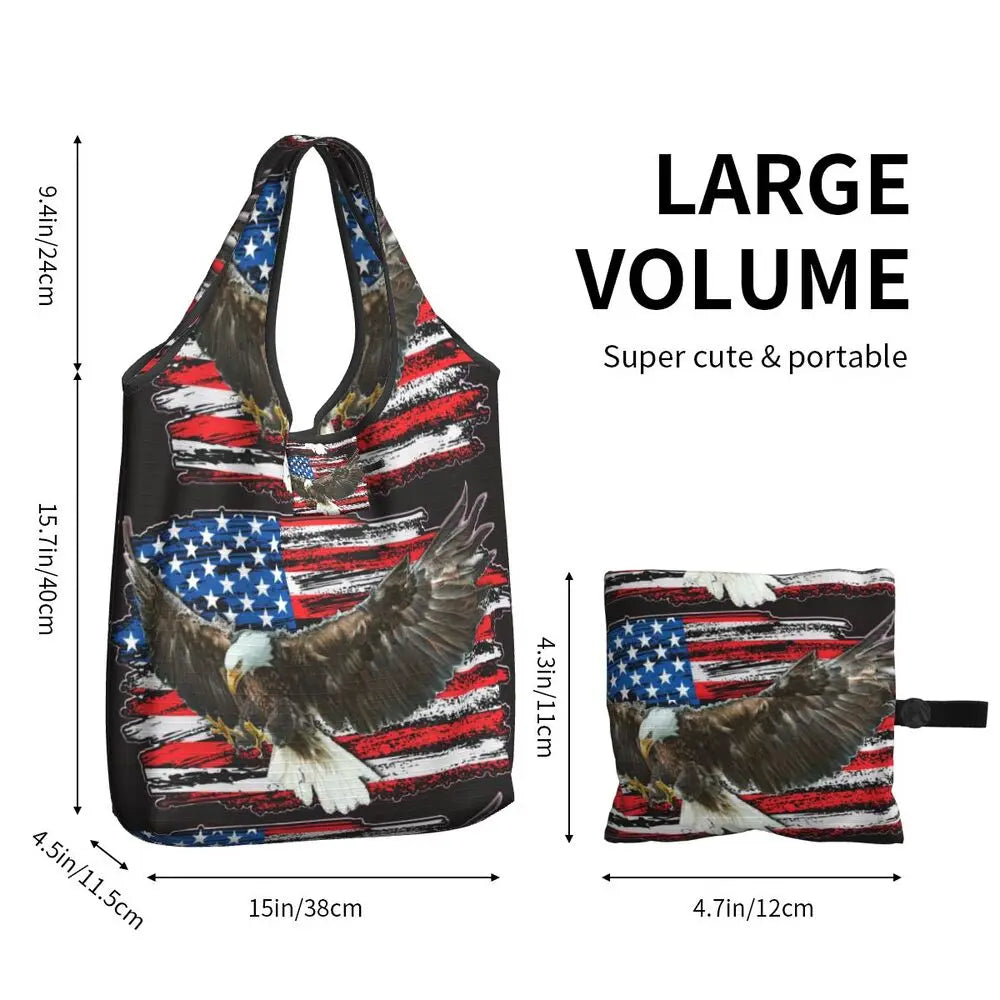 Shopping Bags- Shopping Bag for Every Patriotic Event - American Flag Handbag- - Chuzko Women Clothing