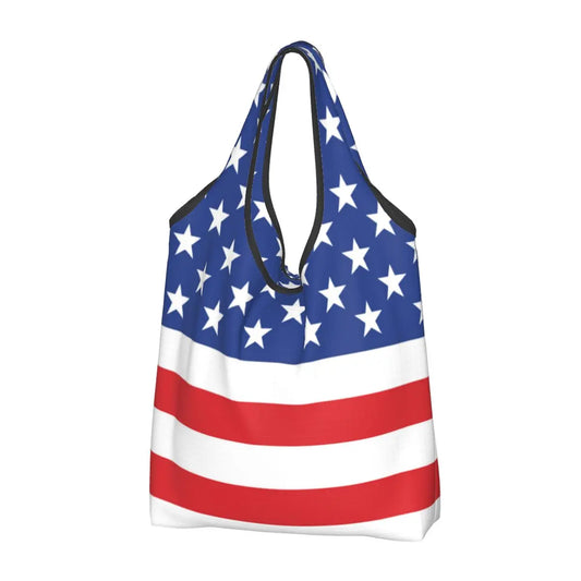Shopping Bags- Shopping Bag for Every Patriotic Event - American Flag Handbag- American Flag Print- Chuzko Women Clothing