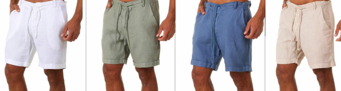 Shorts- Linen Men’s Essential Casual Shorts for Summer- Sets- Chuzko Women Clothing