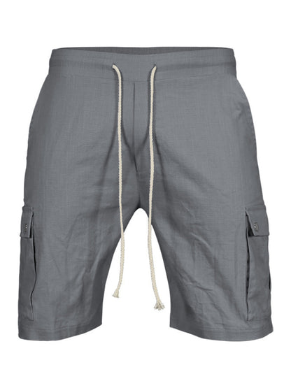 Shorts- Men’s Cotton Cargo Shorts with Multi-Pockets- Grey- Chuzko Women Clothing
