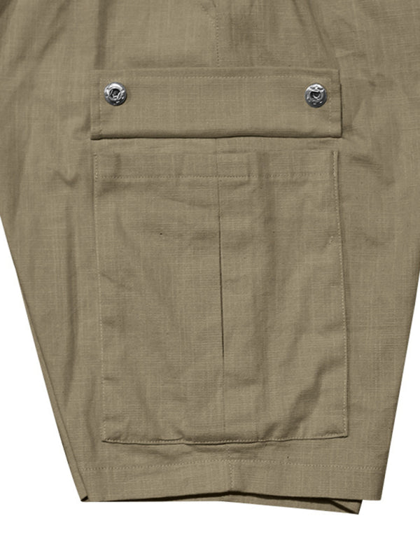 Shorts- Men’s Cotton Cargo Shorts with Multi-Pockets- - Chuzko Women Clothing