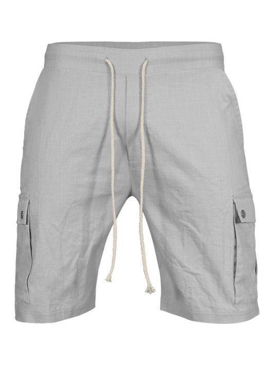 Shorts- Men’s Cotton Cargo Shorts with Multi-Pockets- Misty grey- Chuzko Women Clothing