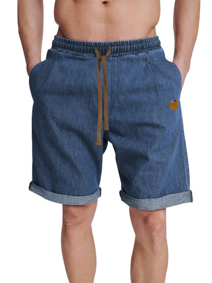 Shorts- Men's Cotton Shorts for Any Adventure- Denim Blue- Chuzko Women Clothing