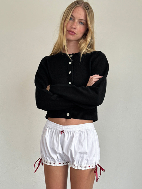 Ribbon Accented Lounge Bubble Shorts for Lazy Weekends