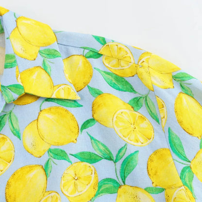 Shorts Sets- Women Zesty Lemon Crop Top & Shorts - Two-Piece Set for Summer Days- - Chuzko Women Clothing