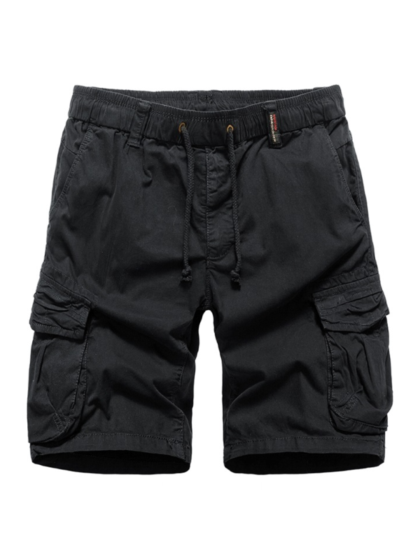 Shorts- Utility Bottoms for Men - Cargo Flap Shorts- Black- Chuzko Women Clothing
