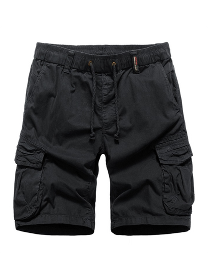 Shorts- Utility Bottoms for Men - Cargo Flap Shorts- Black- Chuzko Women Clothing