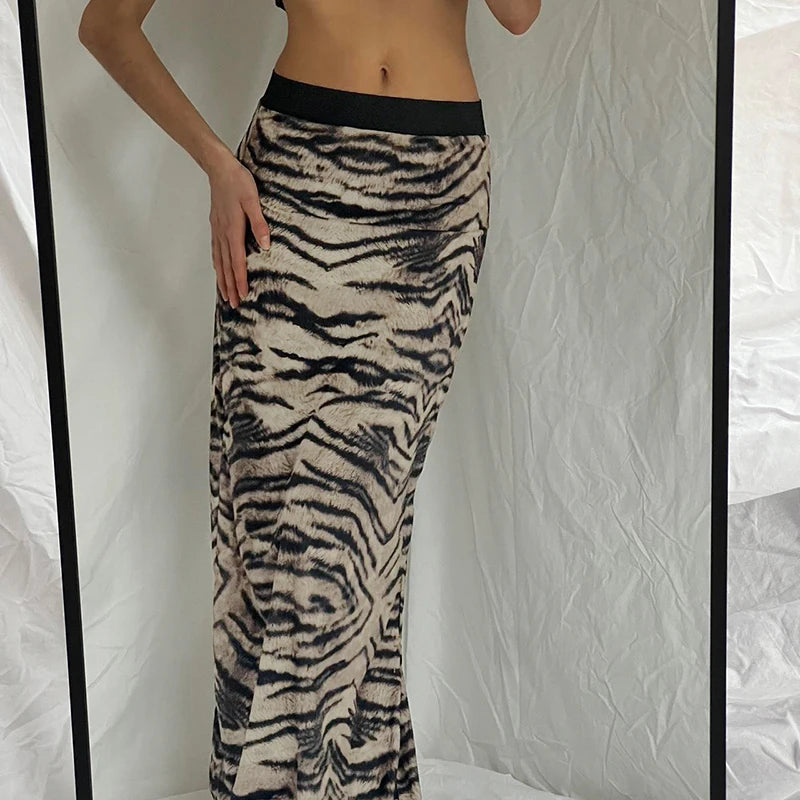 Skirts- Cozy Fur Textured Zebra Maxi Skirt- - Chuzko Women Clothing