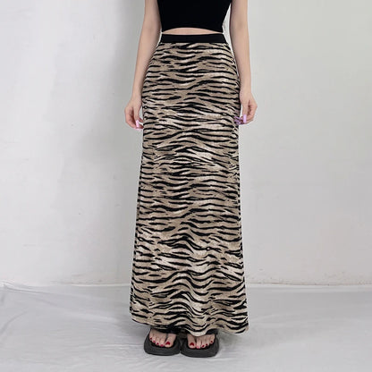 Skirts- Cozy Fur Textured Zebra Maxi Skirt- - Chuzko Women Clothing