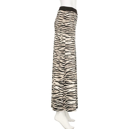 Skirts- Cozy Fur Textured Zebra Maxi Skirt- - Chuzko Women Clothing