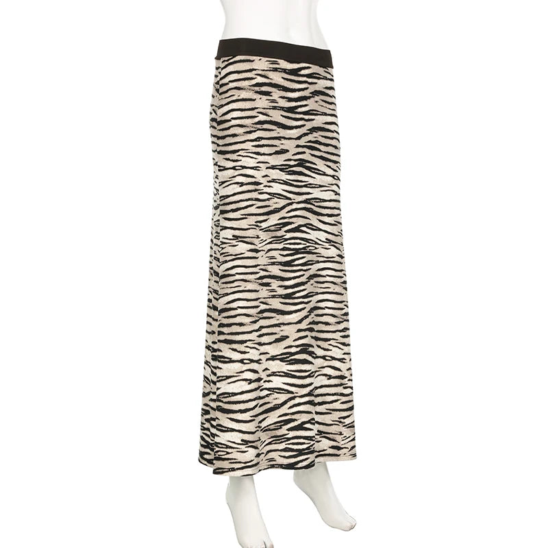 Skirts- Cozy Fur Textured Zebra Maxi Skirt- - Chuzko Women Clothing