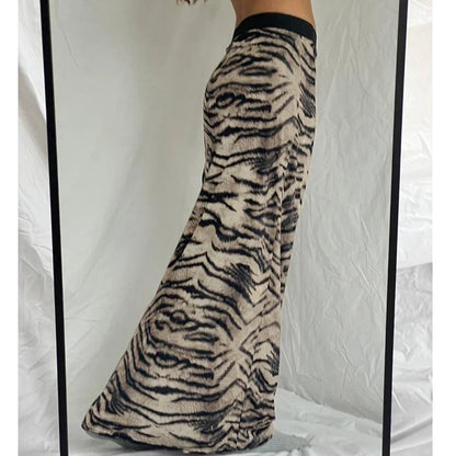 Skirts- Cozy Fur Textured Zebra Maxi Skirt- - Chuzko Women Clothing