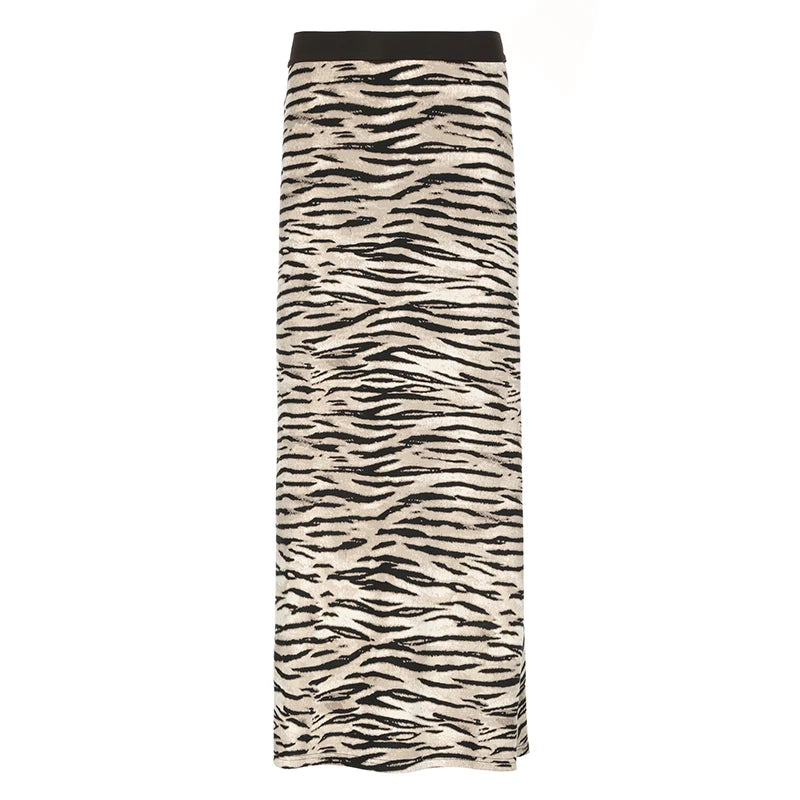 Skirts- Cozy Fur Textured Zebra Maxi Skirt- Zebra Print- Chuzko Women Clothing