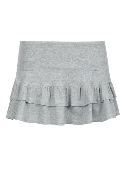 Skirts- Women's Tiered Ruffle Mini Skirt with Built-in Shorts- - Chuzko Women Clothing