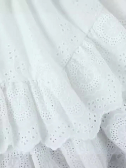 Artisanal Beauty Mini-jupe superposée brodée en coton pour femme