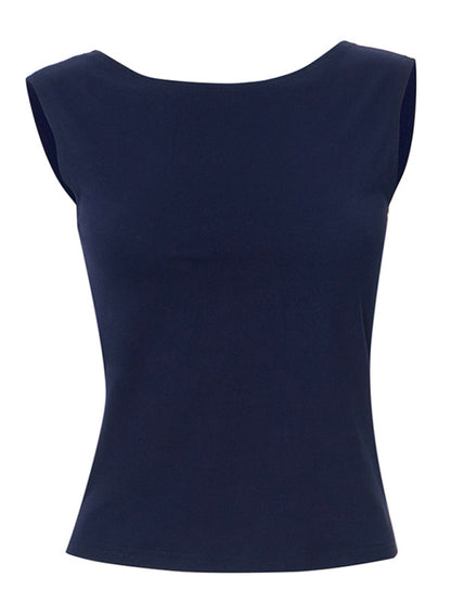 Sleeveless Tops- Tie-Up Back Tank - Women's Slim Fit Solid Sleeveless Top- - Chuzko Women Clothing