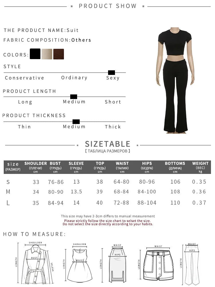 Sporty Outfits- Two-Piece Women Cropped Tee and Flared Palazzo Pants Outfit- - Chuzko Women Clothing
